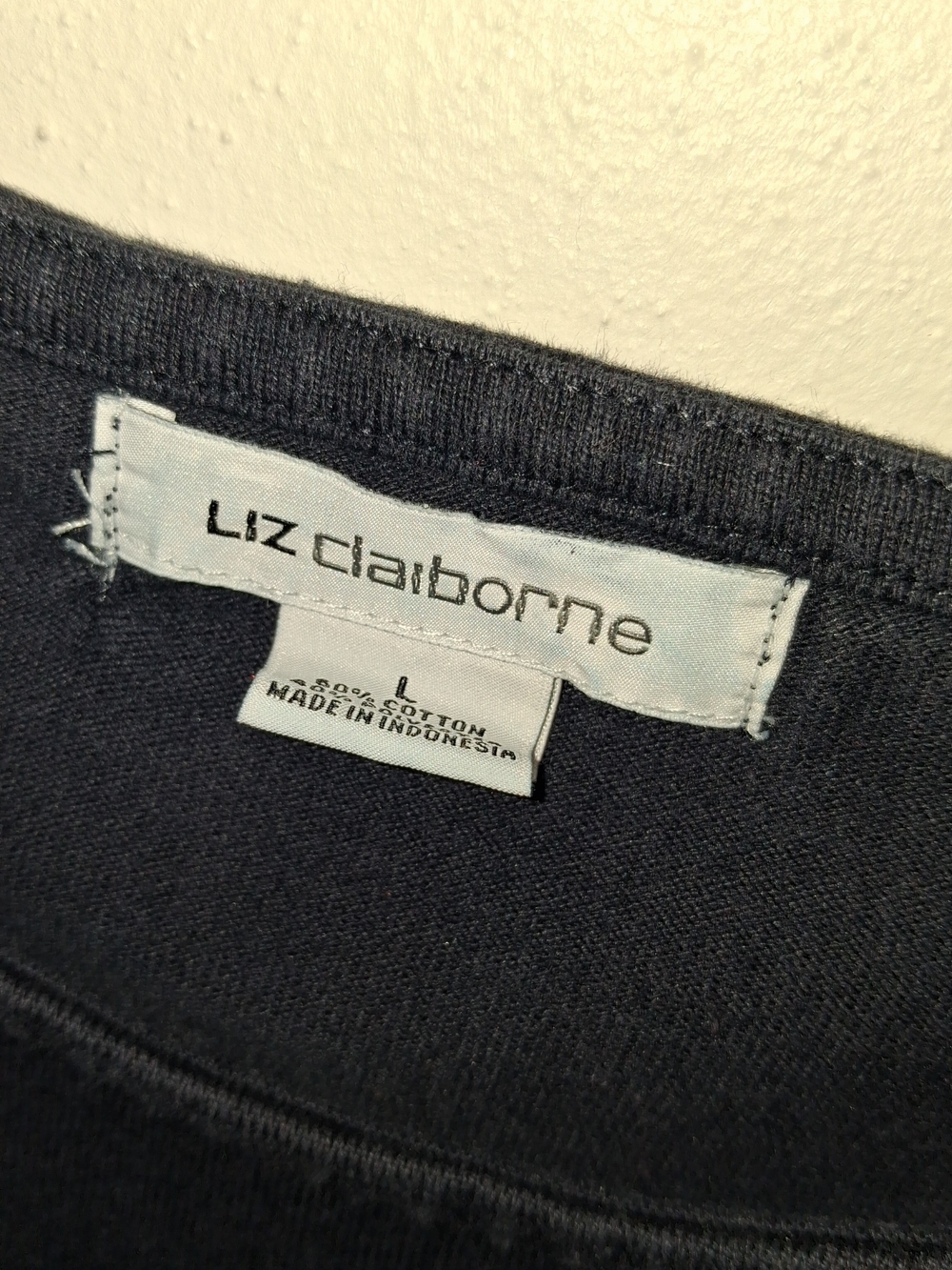 Liz Claiborne Dark Blue & White Striped Short Sleeve Top - Picture 2 of 5